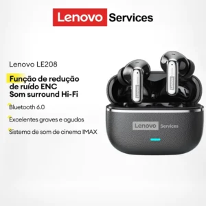 Lenovo LE208 Fones De Ouvido Para Jogos Bluetooth De Baixa Latência IPX5 À Prova D’água Qualidade De Som HIFI