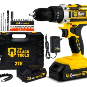 Parafusadeira Furadeira De Impacto The Black Tools Profissional TB-21PX 2 Baterias Com Maleta 60Hz Amarelo